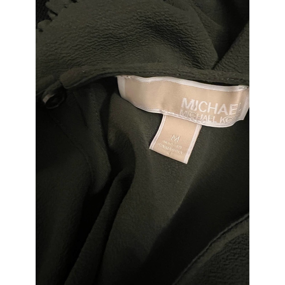 Michael Kors Green Short Sleeve Blouse Adjustable Sleeves Medium - Picture 3 of 6